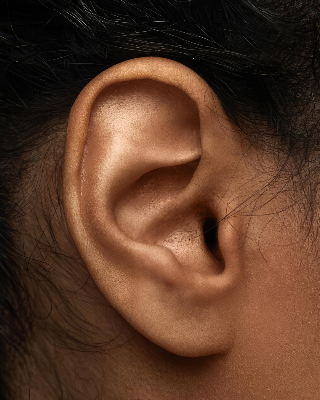 Close up of a person's right ear